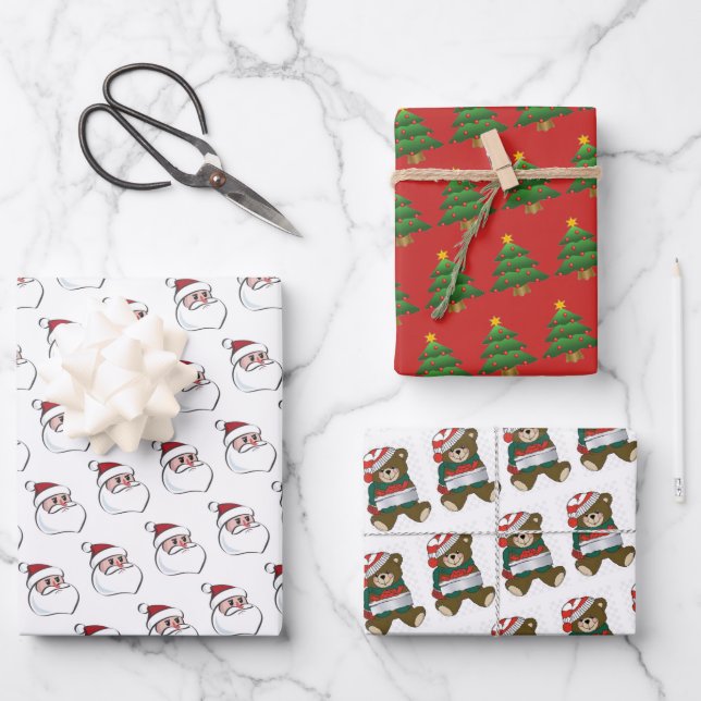 Assorted Christmas Wrapping Paper Flat Sheet  (Front)