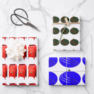 Assorted Christmas Wrapping Paper (Three Sheets)
