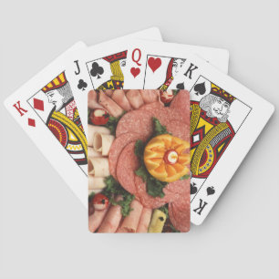 Assorted cold meats playing cards