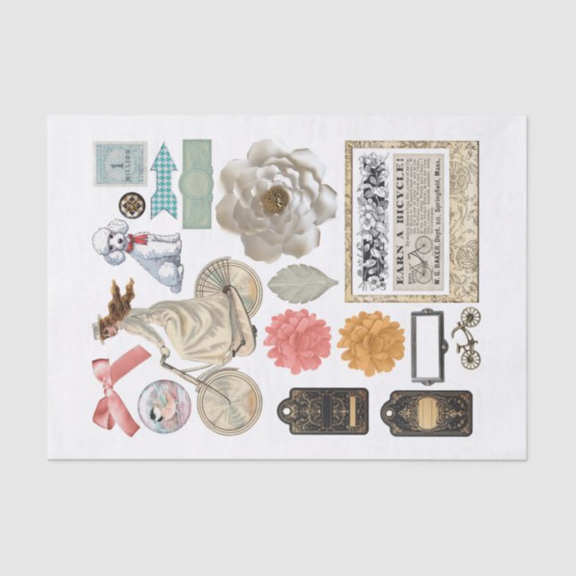 Assorted Collection of Random Ephemera Fussy Cuts Tissue Paper (Front)