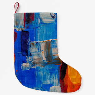 Assorted-color abstract painting small christmas stocking