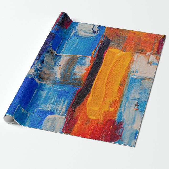 Assorted-color abstract painting wrapping paper (Unrolled)