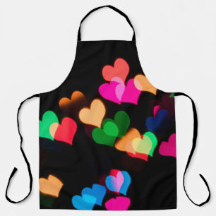 Assorted-color hearts illustrations apron