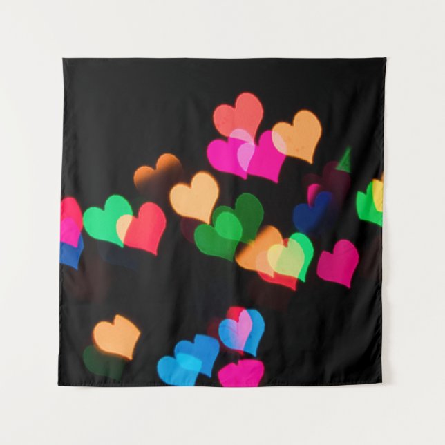 Assorted-color hearts illustrations tapestry (Front)