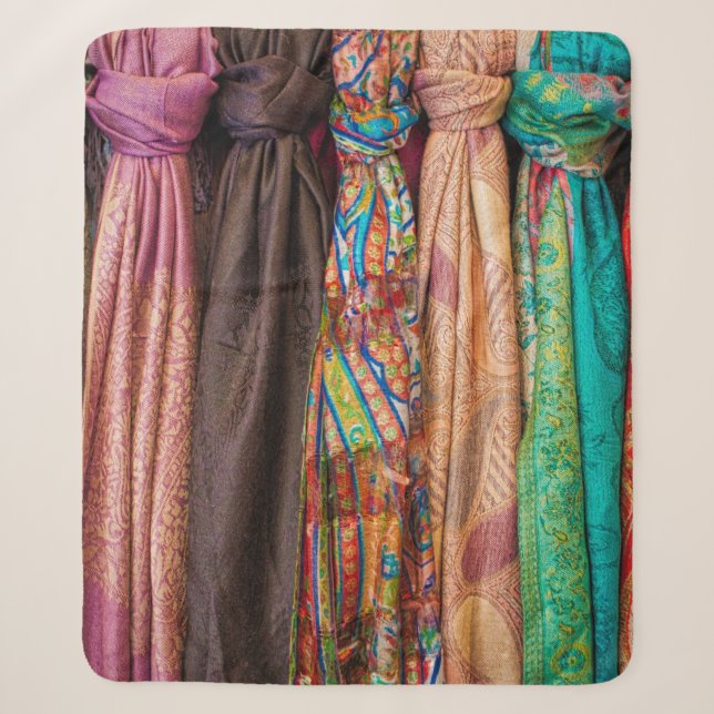 Assorted-color textile lot sherpa blanket (Front)