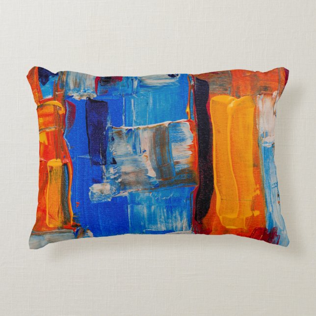 Assorted-colour abstract painting decorative cushion (Front)
