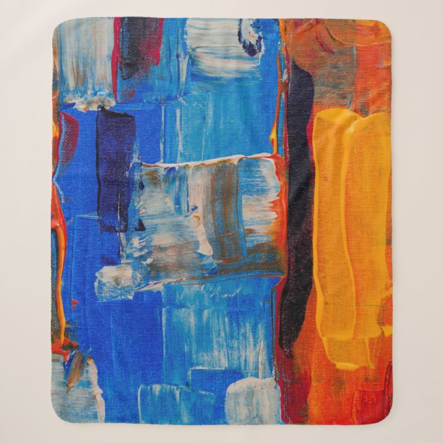 Assorted-colour abstract painting sherpa blanket (Front)