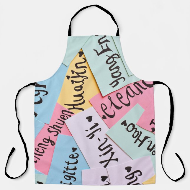 Assorted-colour of name cards apron (Front)