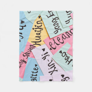 Assorted-colour of name cards fleece blanket