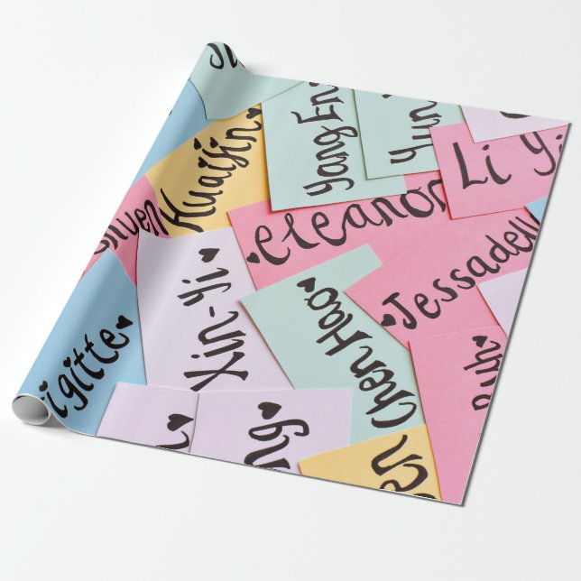 Assorted-colour of name cards wrapping paper (Unrolled)