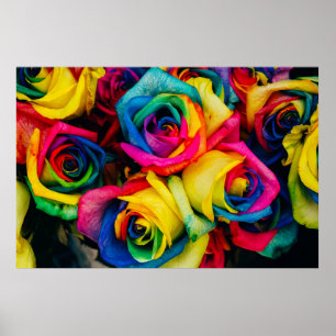 Assorted-colour petaled flowers poster