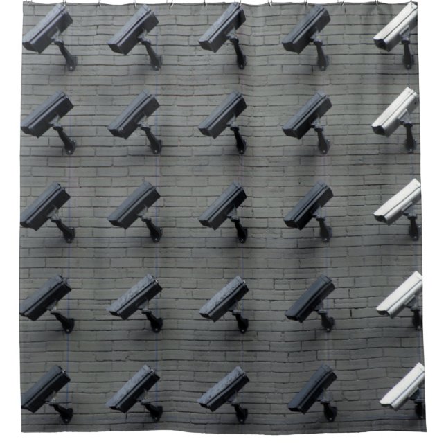 Assorted-colour security cameras shower curtain (Front)