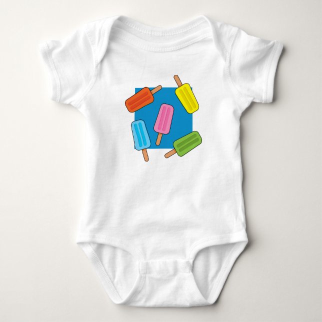 Assorted Colourful Popsicles Pattern Baby Bodysuit (Front)