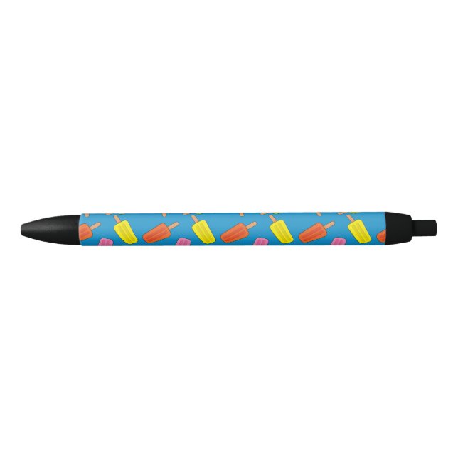 Assorted Colourful Popsicles Pattern Black Ink Pen (Front)