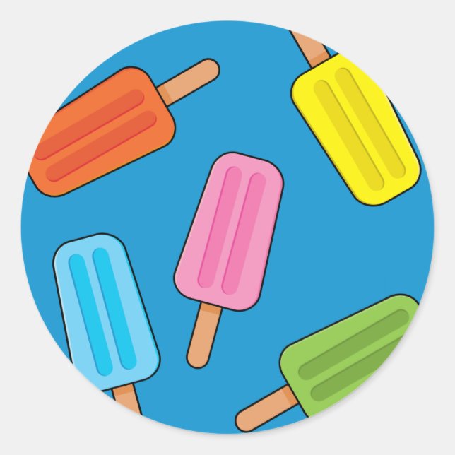 Assorted Colourful Popsicles Pattern Classic Round Sticker (Front)