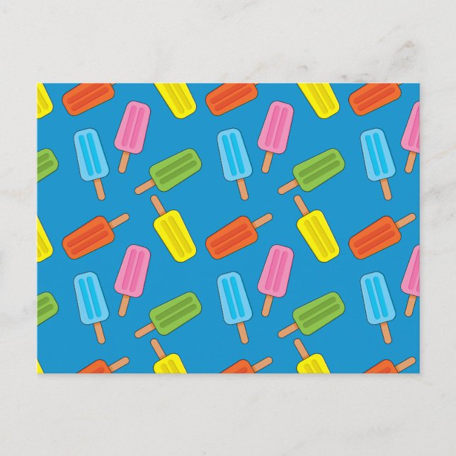 Assorted Colourful Popsicles Pattern Postcard (Front)