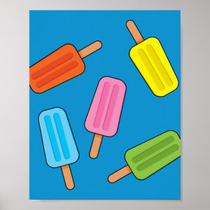 Assorted Colourful Popsicles Pattern Poster