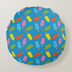 Assorted Colourful Popsicles Pattern Round Cushion