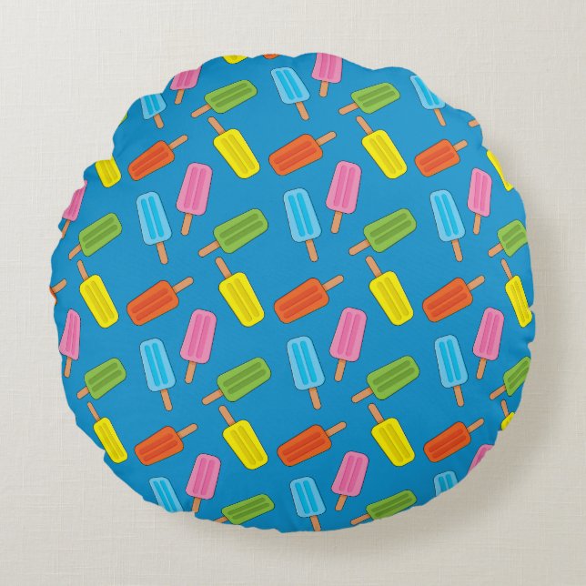 Assorted Colourful Popsicles Pattern Round Cushion (Front)