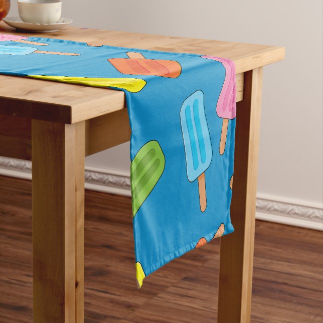 Assorted Colourful Popsicles Pattern Short Table Runner (In Situ)