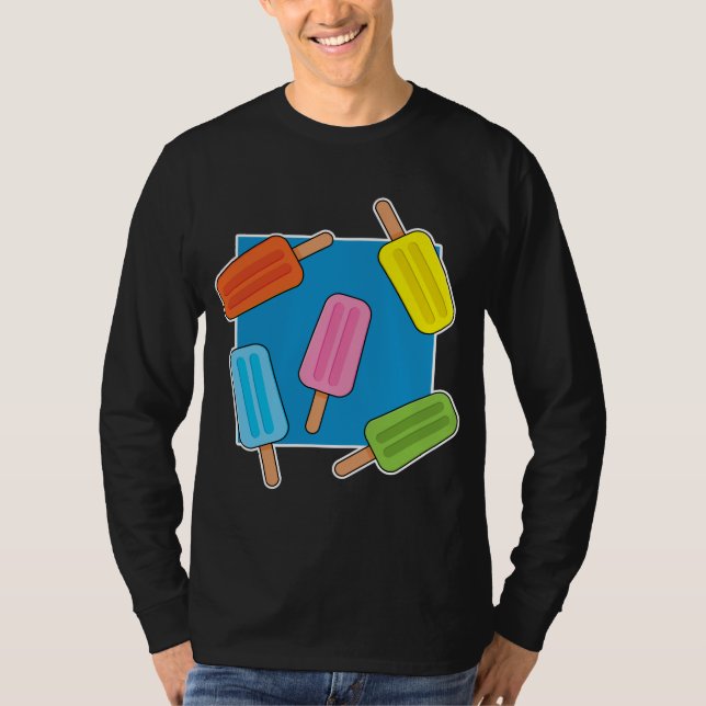 Assorted Colourful Popsicles Pattern T-Shirt (Front)