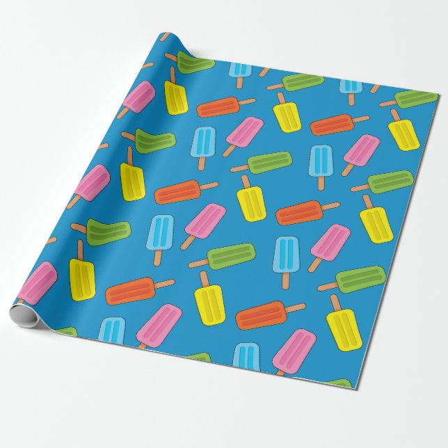 Assorted Colourful Popsicles Pattern Wrapping Paper (Unrolled)