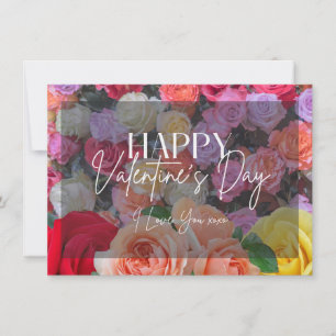 Assorted Colourful Roses Happy Valentine's Day Car Invitation