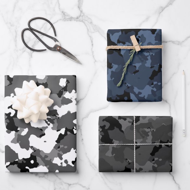 Assorted Dark Camouflage Wrapping Paper Sheet (Front)