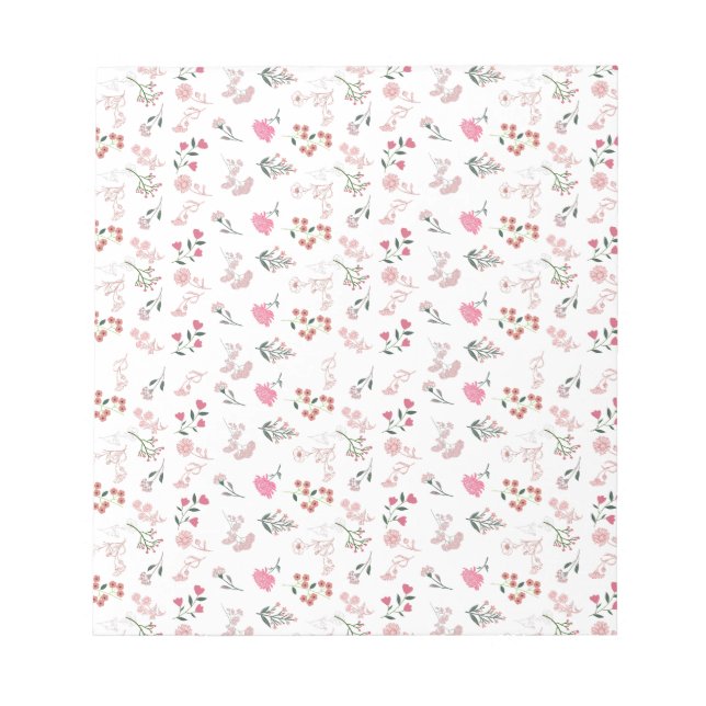 Assorted Delicate Flower in Pattern  Notepad (Front)