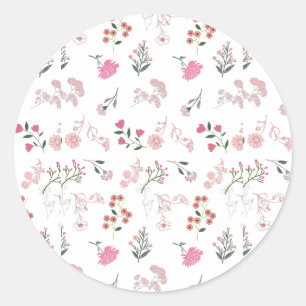 Assorted Delicate Flowers in Pattern Print Classic Round Sticker