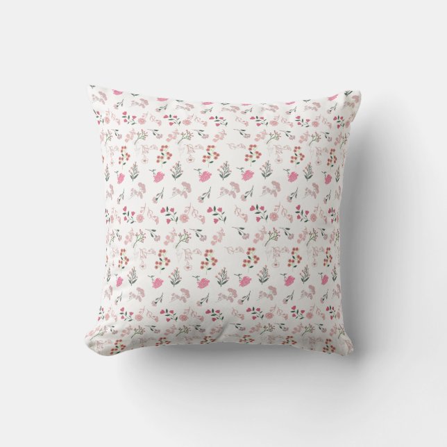 Assorted Delicate Flowers in Pattern Print Cushion (Front)