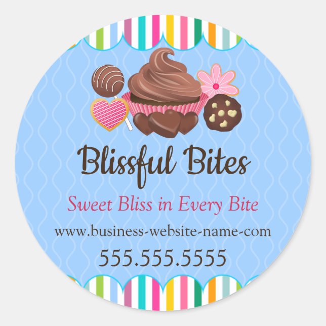 Assorted Desserts Bakery Packaing Classic Round St Classic Round Sticker (Front)