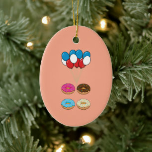 Assorted Donuts and Balloons Ceramic Tree Decoration