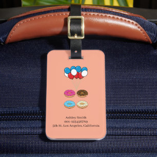 Assorted Donuts and Balloons Personalize Luggage Tag
