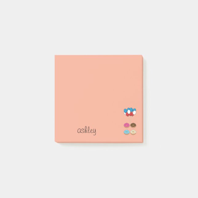 Assorted Donuts and Balloons | Personalize Post-it Notes (Front)