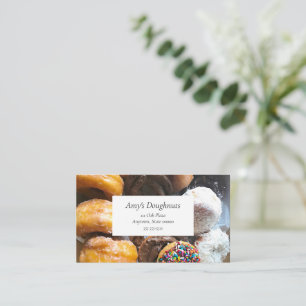 Assorted doughnuts in a box business card