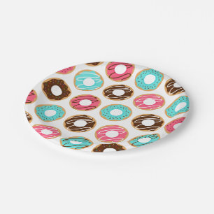 Assorted Doughnuts Pattern Paper Plate