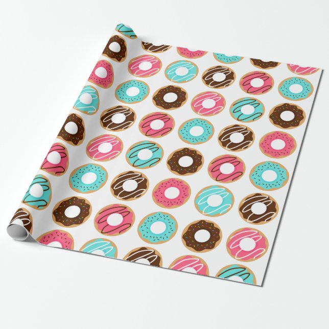 Assorted Doughnuts Pattern Wrapping Paper (Unrolled)
