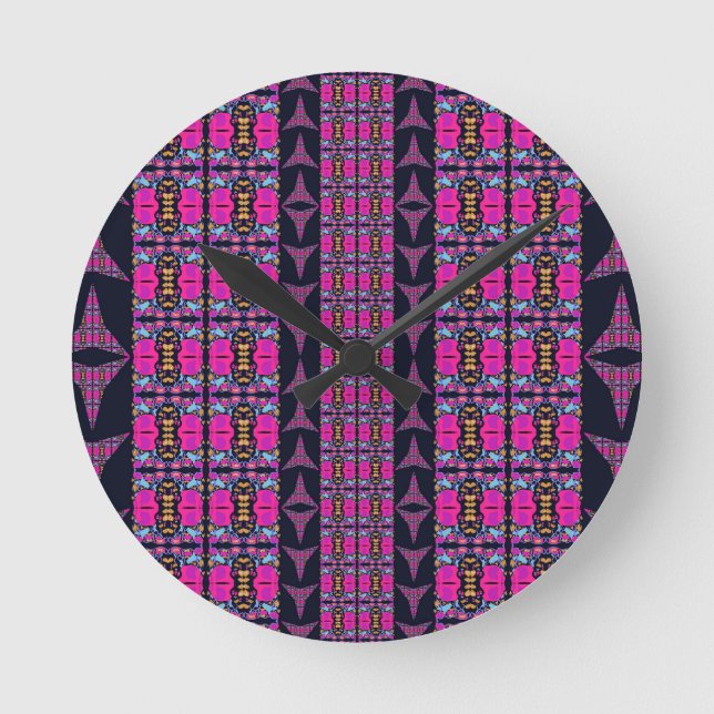 Assorted Floral Pinwheels Round Clock (Front)