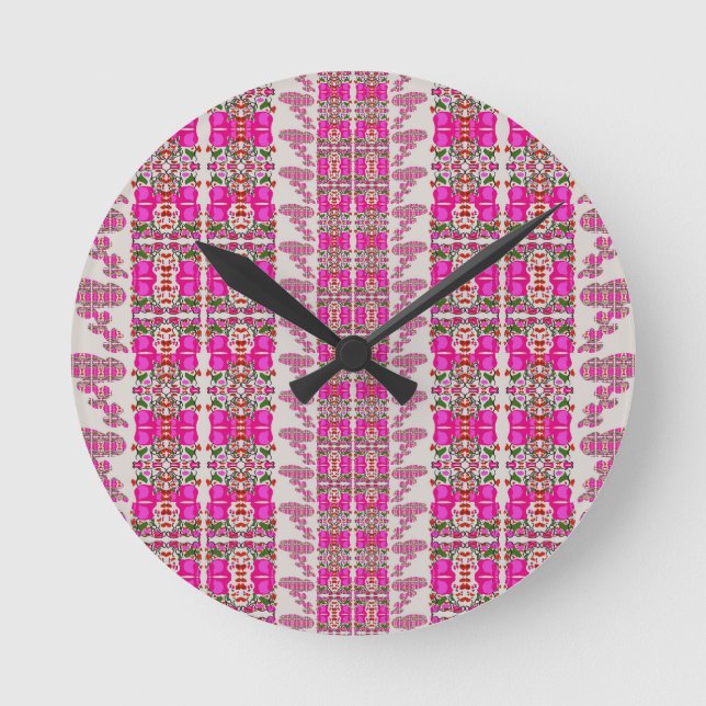 Assorted Floral Roses Round Clock (Front)