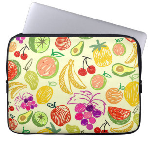 Assorted Fruit Doodle Pattern Laptop Sleeve
