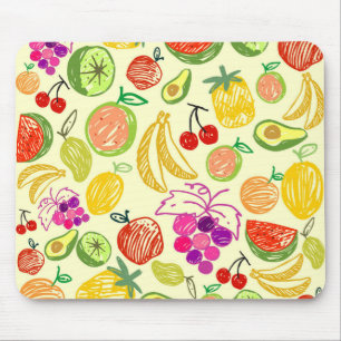 Assorted Fruit Doodle Pattern Mouse Mat