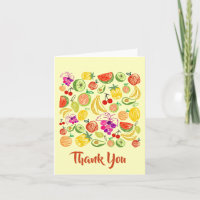 Assorted Fruit Doodle Pattern Thank You Note Card