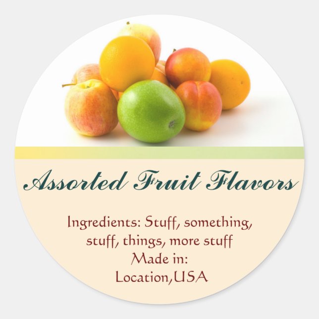 Assorted Fruit Flavour Labels (Front)