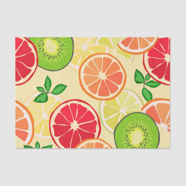 Assorted Fruit Slices Platter Pattern Decoupage Tissue Paper (Front)