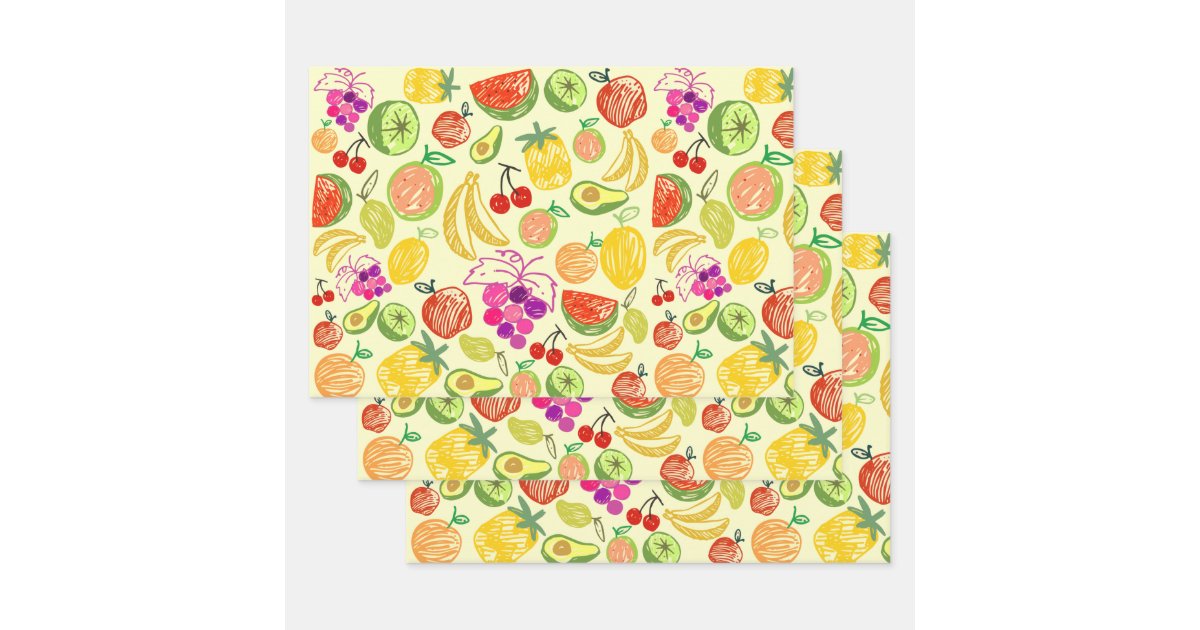 Assorted Fruit Wrapping Paper Sheets Zazzle.co.uk