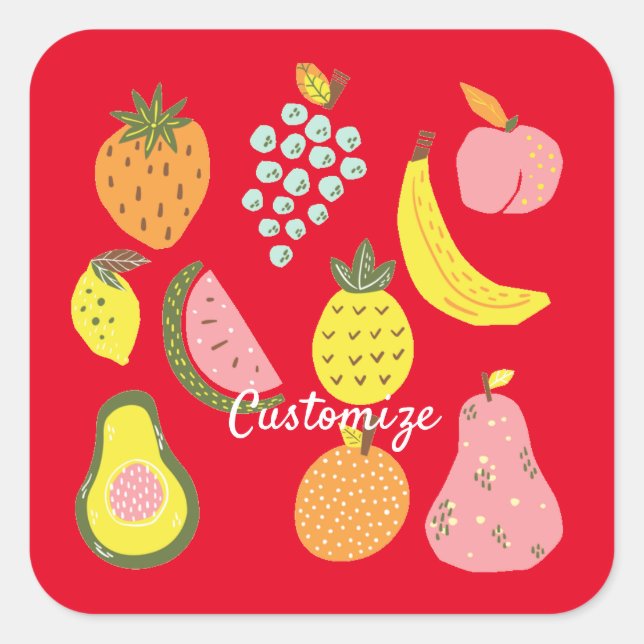 Assorted Fruits Collection Thunder_Cove    Square Sticker (Front)