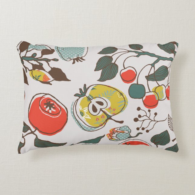 Assorted fruits, colourful seamless pattern. decorative cushion (Front)