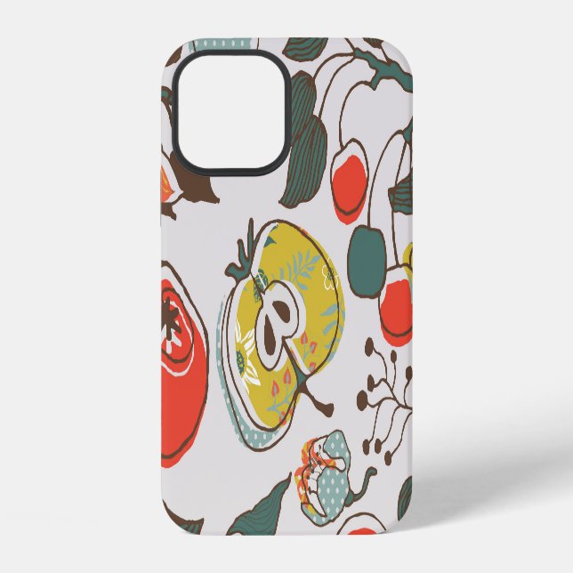 Assorted fruits, colourful seamless pattern. iPhone case (Back)