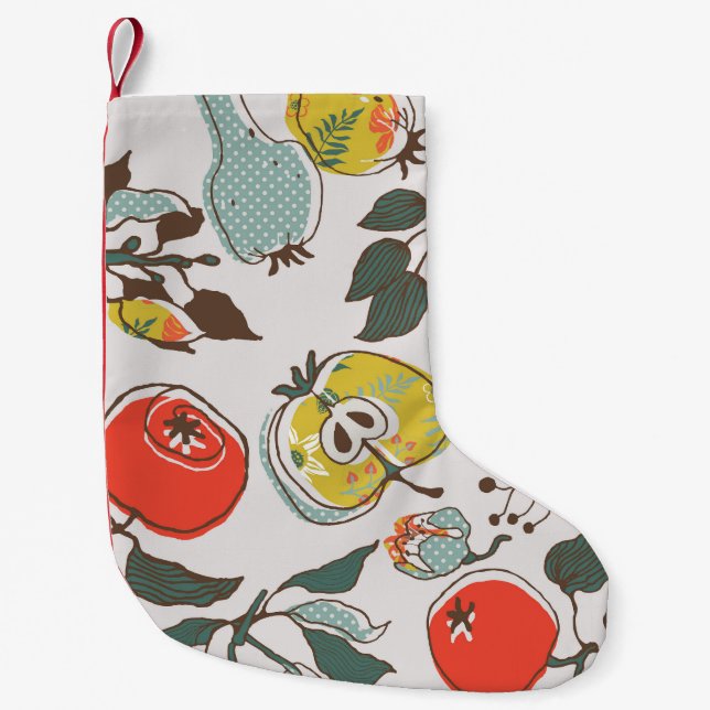 Assorted fruits, colourful seamless pattern. small christmas stocking (Front)